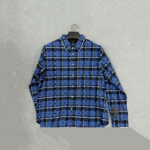 chrome hearts plaid cross button-down shirt